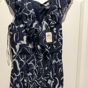 DKNY MIDI Dress Floral NWT Size 6 blue white